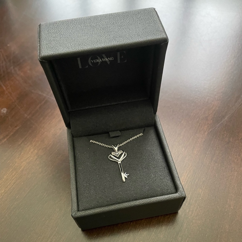 Verá Wang Love Collection Princess-Cut Blue Sapphire Heart-Top Key Pendant